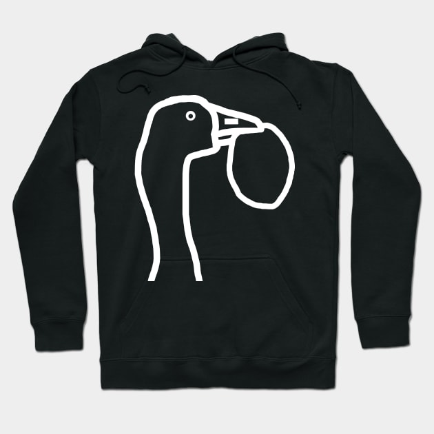 White Line Goose Stealing an Egg Minimal Portrait Hoodie by ellenhenryart